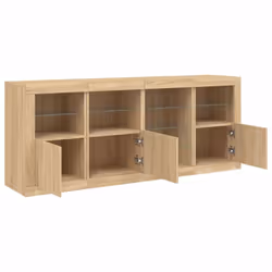 vidaXL Sideboard with LED Lights Home Cupboard Side Cabinet Storage Highboard - sonoma oak - Additional view 5
