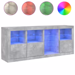 vidaXL Sideboard with LED Lights Home Cupboard Side Cabinet Storage Highboard - concrete grey