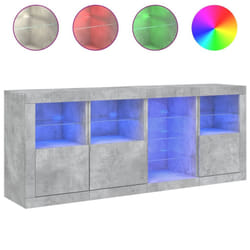 vidaXL Sideboard with LED Lights Home Cupboard Side Cabinet Storage Highboard - concrete grey