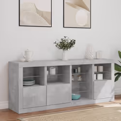 vidaXL Sideboard with LED Lights Home Cupboard Side Cabinet Storage Highboard - concrete grey