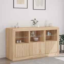 vidaXL Sideboard with LED Lights Home Cupboard Side Cabinet Storage Highboard - sonoma oak - Additional view 2