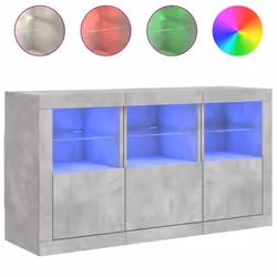 vidaXL Sideboard with LED Lights Home Cupboard Side Cabinet Storage Highboard - concrete grey