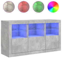 vidaXL Sideboard with LED Lights Home Cupboard Side Cabinet Storage Highboard - concrete grey