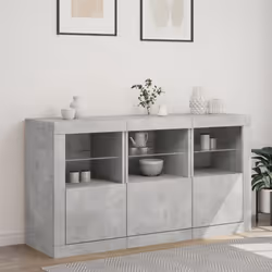 vidaXL Sideboard with LED Lights Home Cupboard Side Cabinet Storage Highboard - concrete grey