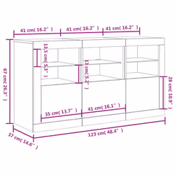 vidaXL Sideboard with LED Lights Home Cupboard Side Cabinet Storage Highboard - concrete grey