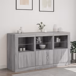 vidaXL Sideboard with LED Lights Home Cupboard Side Cabinet Storage Highboard - grey sonoma - Additional view 2