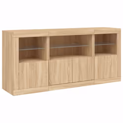 vidaXL Sideboard with LED Lights Home Cupboard Storage Side Cabinet Highboard - sonoma oak - Additional view 4