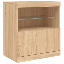 vidaXL Sideboard with LED Lights Home Cupboard Storage Side Cabinet Highboard - sonoma oak - Additional view 9