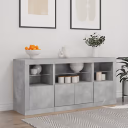 vidaXL Sideboard with LED Lights Home Cupboard Storage Side Cabinet Highboard - concrete grey - Additional view 2
