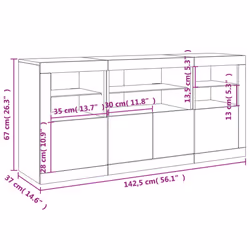 vidaXL Sideboard with LED Lights Home Cupboard Storage Side Cabinet Highboard - concrete grey - Additional view 3
