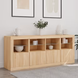 vidaXL Sideboard with LED Lights Home Cupboard Side Cabinet Storage Highboard - sonoma oak - Additional view 2