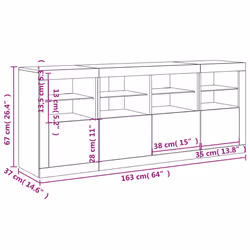 vidaXL Sideboard with LED Lights Home Cupboard Side Cabinet Storage Highboard - sonoma oak - Additional view 3