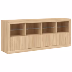 vidaXL Sideboard with LED Lights Home Cupboard Side Cabinet Storage Highboard - sonoma oak - Additional view 4