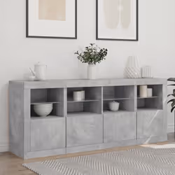 vidaXL Sideboard with LED Lights Home Cupboard Side Cabinet Storage Highboard - concrete grey - Additional view 2