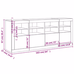 vidaXL Sideboard with LED Lights Home Cupboard Side Cabinet Storage Highboard - concrete grey - Additional view 3