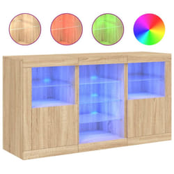 vidaXL Sideboard with LED Lights Cupboard Highboard Storage Cabinet Sonoma Oak - sonoma oak