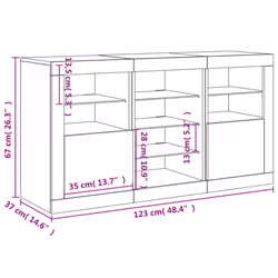 vidaXL Sideboard with LED Lights Cupboard Highboard Storage Cabinet Sonoma Oak - sonoma oak - Additional view 3