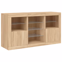 vidaXL Sideboard with LED Lights Cupboard Highboard Storage Cabinet Sonoma Oak - sonoma oak - Additional view 4