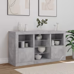 vidaXL Sideboard with LED Lights Cupboard Highboard Storage Cabinet Sonoma Oak - concrete grey - Additional view 2