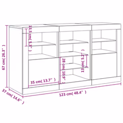 vidaXL Sideboard with LED Lights Cupboard Highboard Storage Cabinet Sonoma Oak - concrete grey - Additional view 3
