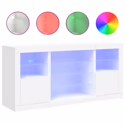 vidaXL Sideboard with LED Lights Cupboard Highboard Storage Cabinet Sonoma Oak - white