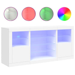 vidaXL Sideboard with LED Lights Cupboard Highboard Storage Cabinet Sonoma Oak - white