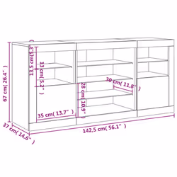 vidaXL Sideboard with LED Lights Cupboard Highboard Storage Cabinet Sonoma Oak - white