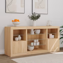 vidaXL Sideboard with LED Lights Cupboard Highboard Storage Cabinet Sonoma Oak - sonoma oak - Additional view 2