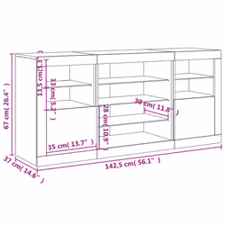 vidaXL Sideboard with LED Lights Cupboard Highboard Storage Cabinet Sonoma Oak - sonoma oak - Additional view 3