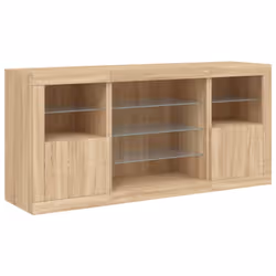 vidaXL Sideboard with LED Lights Cupboard Highboard Storage Cabinet Sonoma Oak - sonoma oak - Additional view 4