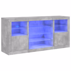 vidaXL Sideboard with LED Lights Cupboard Highboard Side Cabinet Concrete Grey
