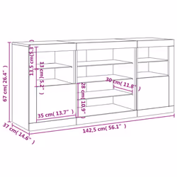 vidaXL Sideboard with LED Lights Cupboard Highboard Side Cabinet Concrete Grey