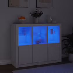 vidaXL Sideboards with LED Lights Cupboard 3 pcs Smoked Oak Engineered Wood - white
