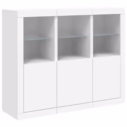 vidaXL Sideboards with LED Lights Cupboard 3 pcs Smoked Oak Engineered Wood - white - Additional view 4