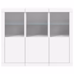 vidaXL Sideboards with LED Lights Cupboard 3 pcs Smoked Oak Engineered Wood - white - Additional view 5