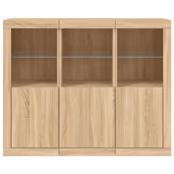 vidaXL Sideboards with LED Lights Cupboard 3 pcs Smoked Oak Engineered Wood - sonoma oak - Additional view 5