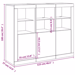 vidaXL Sideboards with LED Lights Cupboard 3 pcs Smoked Oak Engineered Wood - concrete grey
