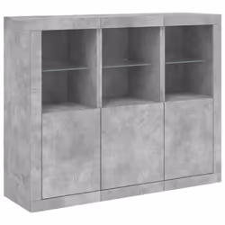 vidaXL Sideboards with LED Lights Cupboard 3 pcs Smoked Oak Engineered Wood - concrete grey - Additional view 4