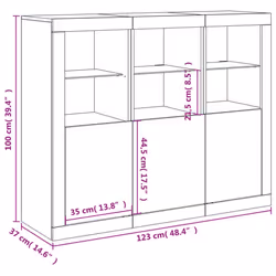 vidaXL Sideboards with LED Lights Cupboard 3 pcs Smoked Oak Engineered Wood - smoked oak