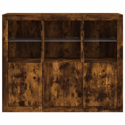 vidaXL Sideboards with LED Lights Cupboard 3 pcs Smoked Oak Engineered Wood - smoked oak - Additional view 5