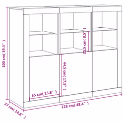 vidaXL Sideboards with LED Lights Cupboard 3 pcs Smoked Oak Engineered Wood - grey sonoma