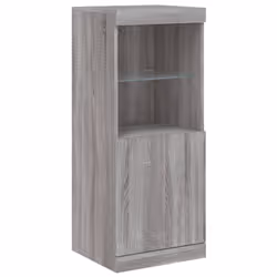 vidaXL Sideboards with LED Lights Cupboard 3 pcs Smoked Oak Engineered Wood - grey sonoma - Additional view 6