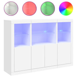 vidaXL Sideboards with LED Lights Cupboard 3 pcs Concrete Grey Engineered Wood - white