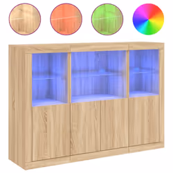 vidaXL Sideboards with LED Lights Cupboard 3 pcs Concrete Grey Engineered Wood - sonoma oak