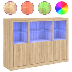 vidaXL Sideboards with LED Lights Cupboard 3 pcs Concrete Grey Engineered Wood - sonoma oak
