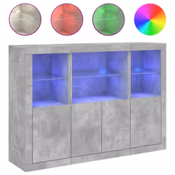 vidaXL Sideboards with LED Lights Cupboard 3 pcs Concrete Grey Engineered Wood - concrete grey