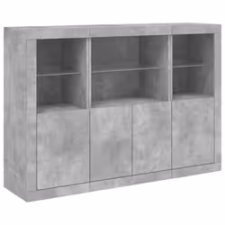 vidaXL Sideboards with LED Lights Cupboard 3 pcs Concrete Grey Engineered Wood - concrete grey - Additional view 4
