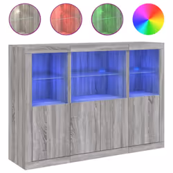 vidaXL Sideboards with LED Lights Cupboard 3 pcs Concrete Grey Engineered Wood - grey sonoma