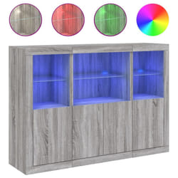 vidaXL Sideboards with LED Lights Cupboard 3 pcs Concrete Grey Engineered Wood - grey sonoma