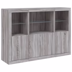 vidaXL Sideboards with LED Lights Cupboard 3 pcs Concrete Grey Engineered Wood - grey sonoma - Additional view 4